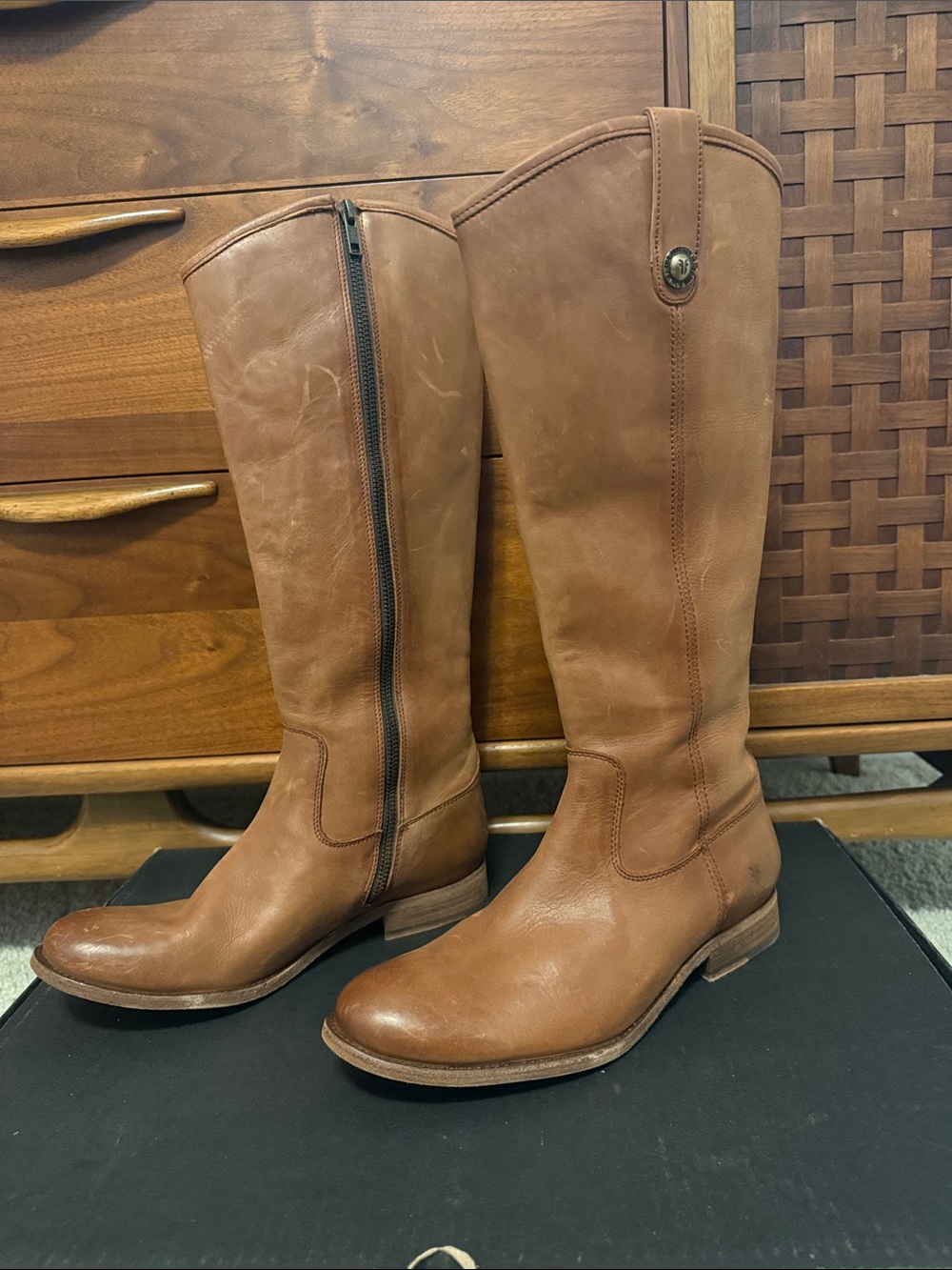 Classic Tall Brown Leather Riding Boots